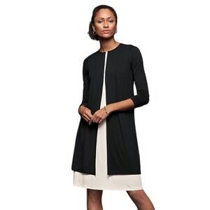 J Jill Wearever Collection NWT Split Layered 3/4 Sleeve Dress Sz M Black & Cream